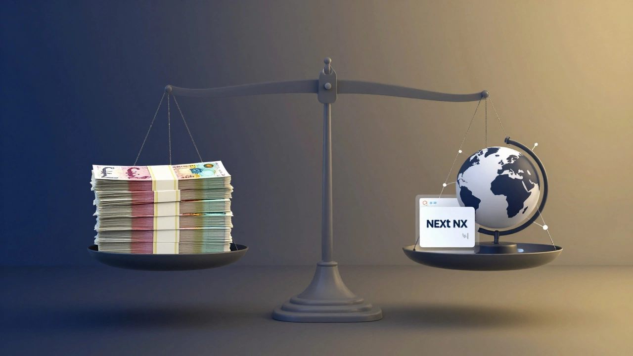 Balance scale weighing salary against skills like performance, accessibility, and remote work connectivity.