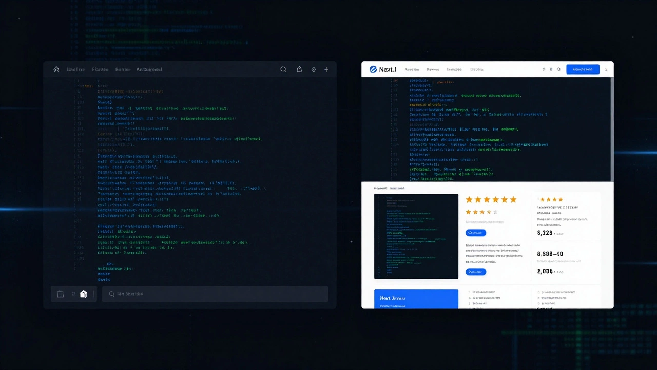 Split-screen showing JavaScript loading failure versus server-rendered content.