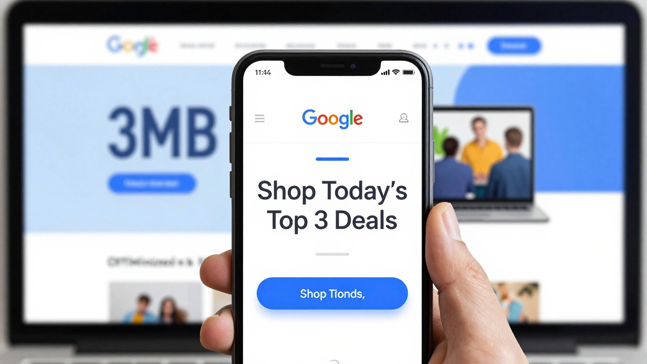 A mobile-friendly ad with clear call-to-action next to a cluttered desktop version.