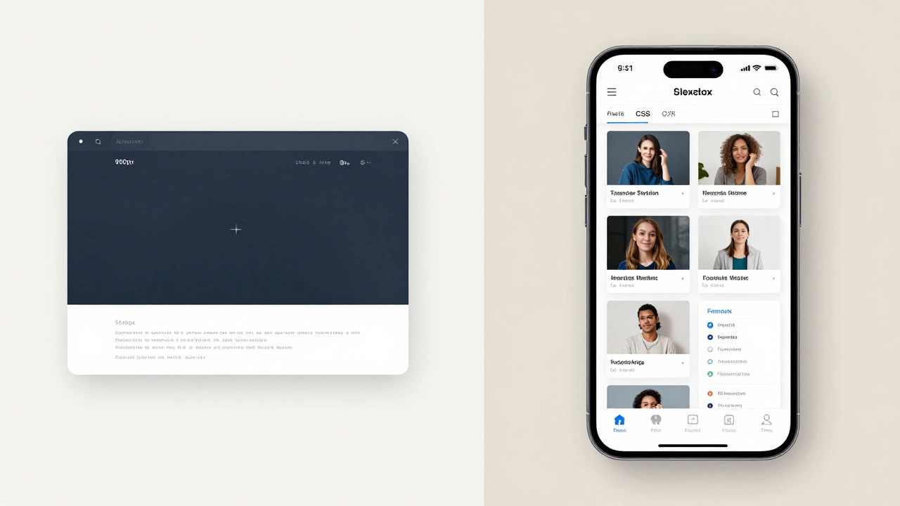 Split-screen: broken desktop layout vs. clean mobile-adapted design.