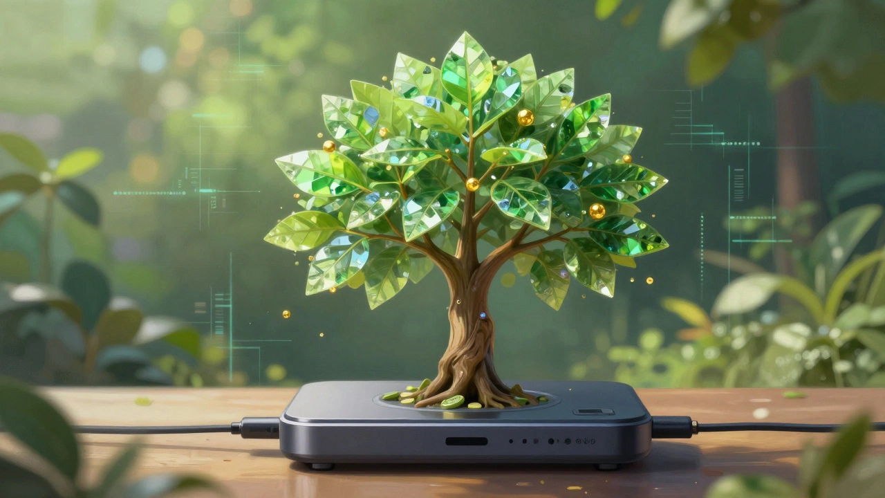 Crystal tree growing from electronic device.