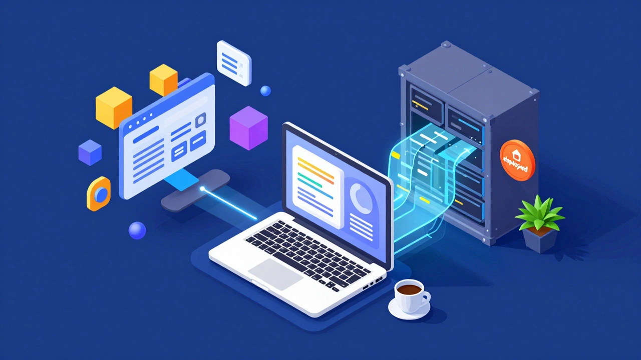 3D graphic showing frontend and backend development connection