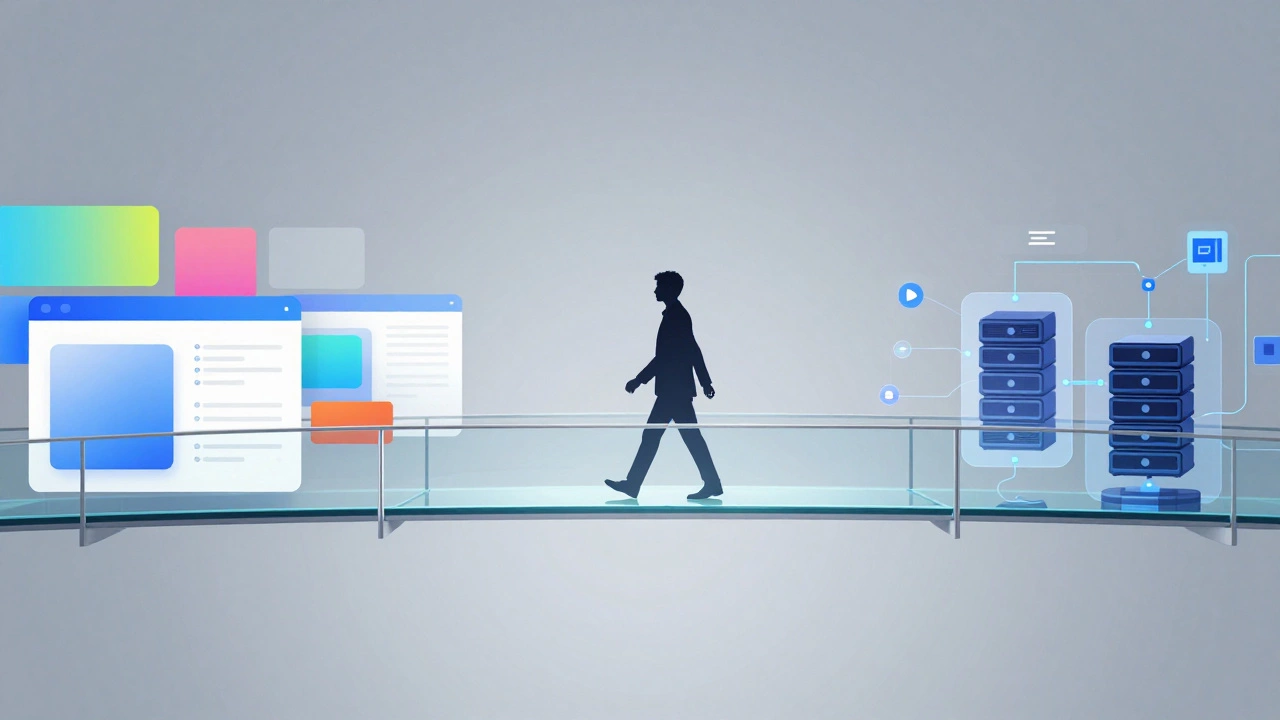 Abstract bridge connecting user interface elements with backend server systems.