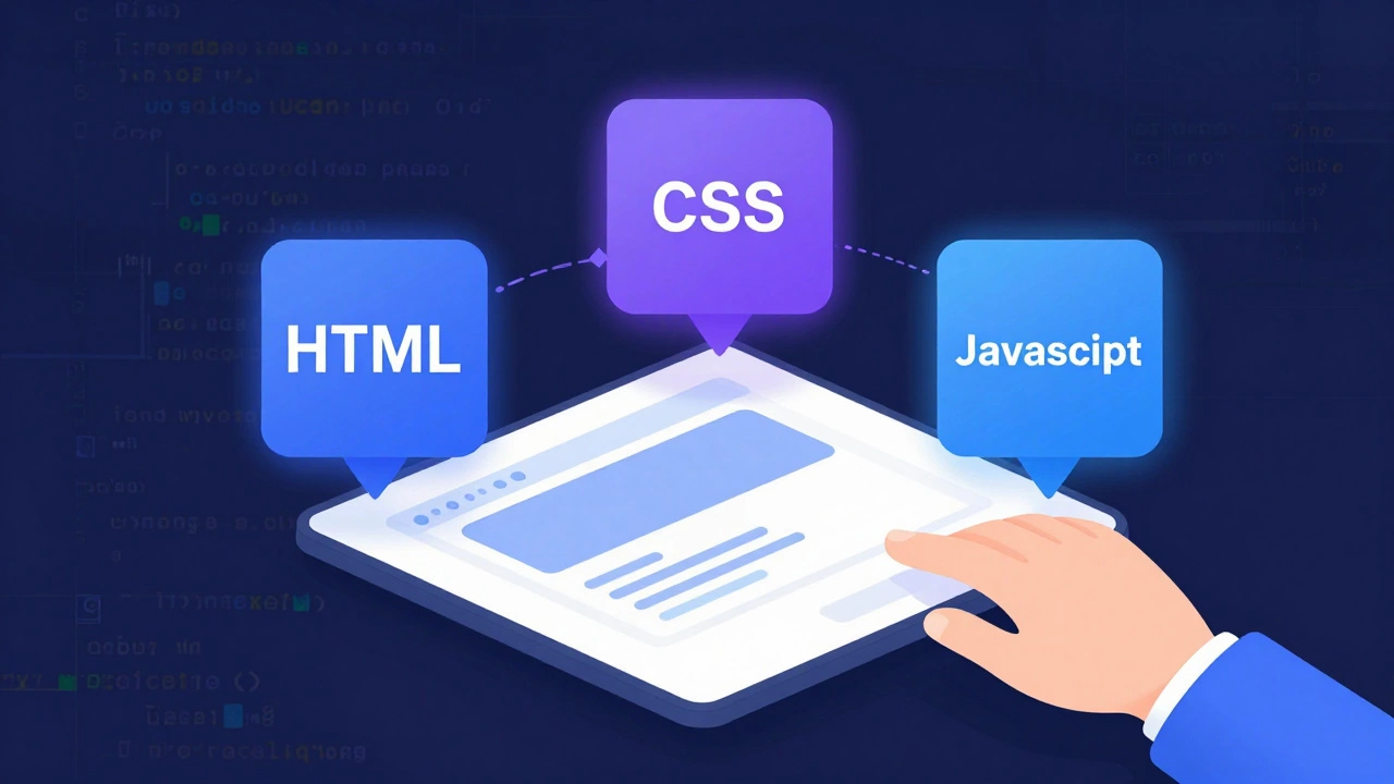 Illustration of HTML CSS JS building a website