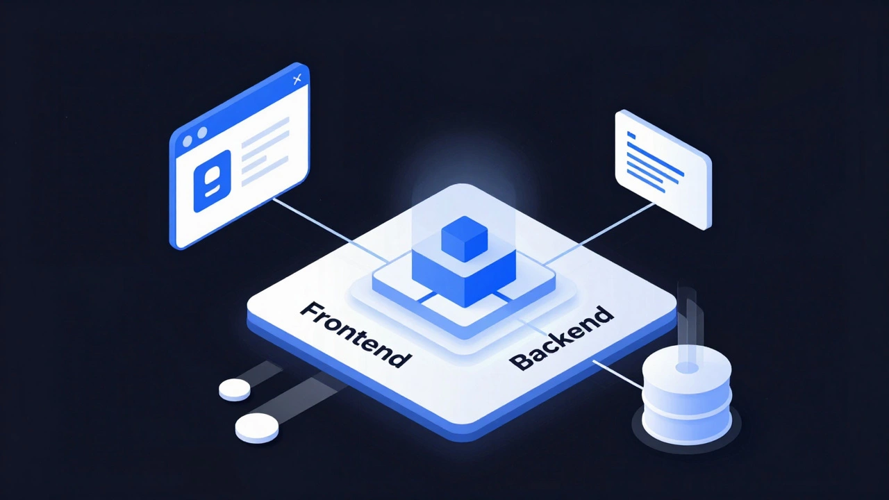 Isometric diagram of unified frontend and backend architecture