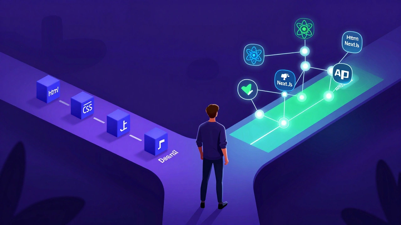 Abstract illustration of career paths showing advanced web dev skills leading to success