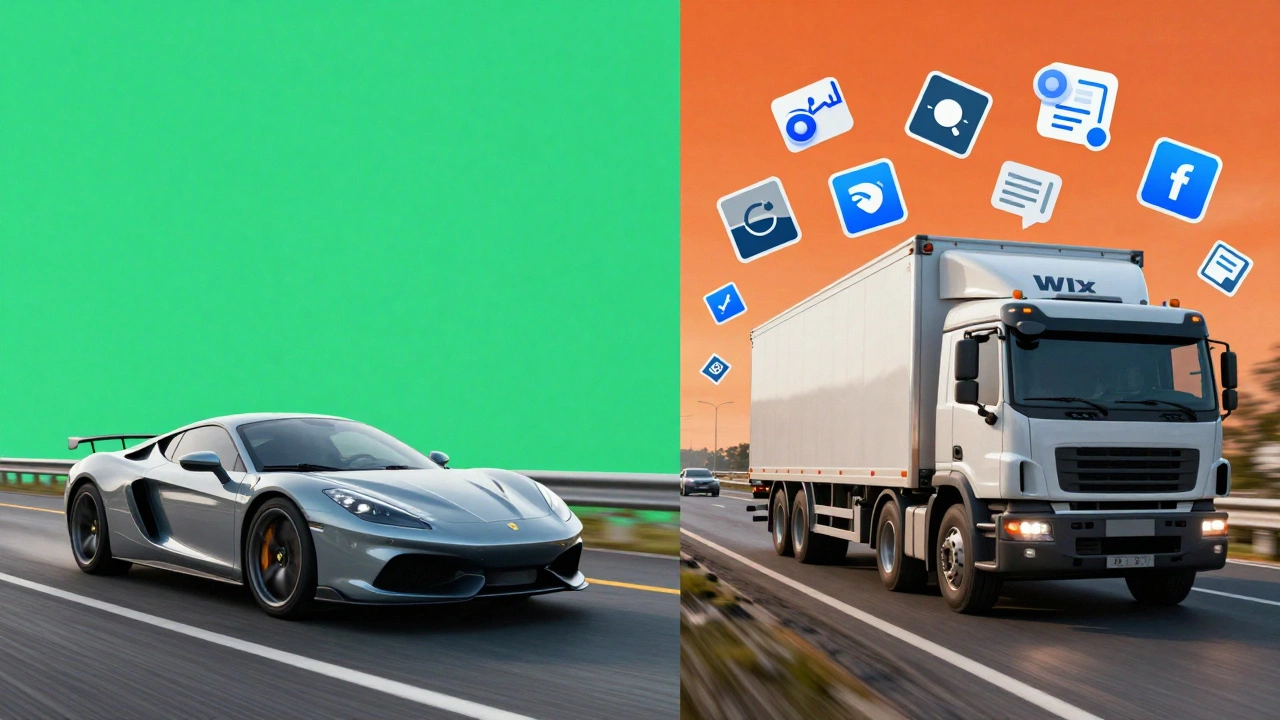 Fast car vs slow truck metaphor for website loading speeds