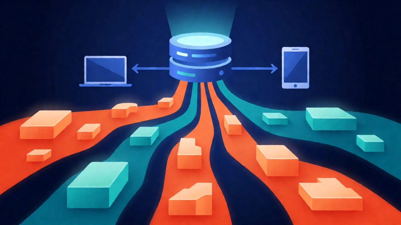 Server distributing optimized data streams to different device types.