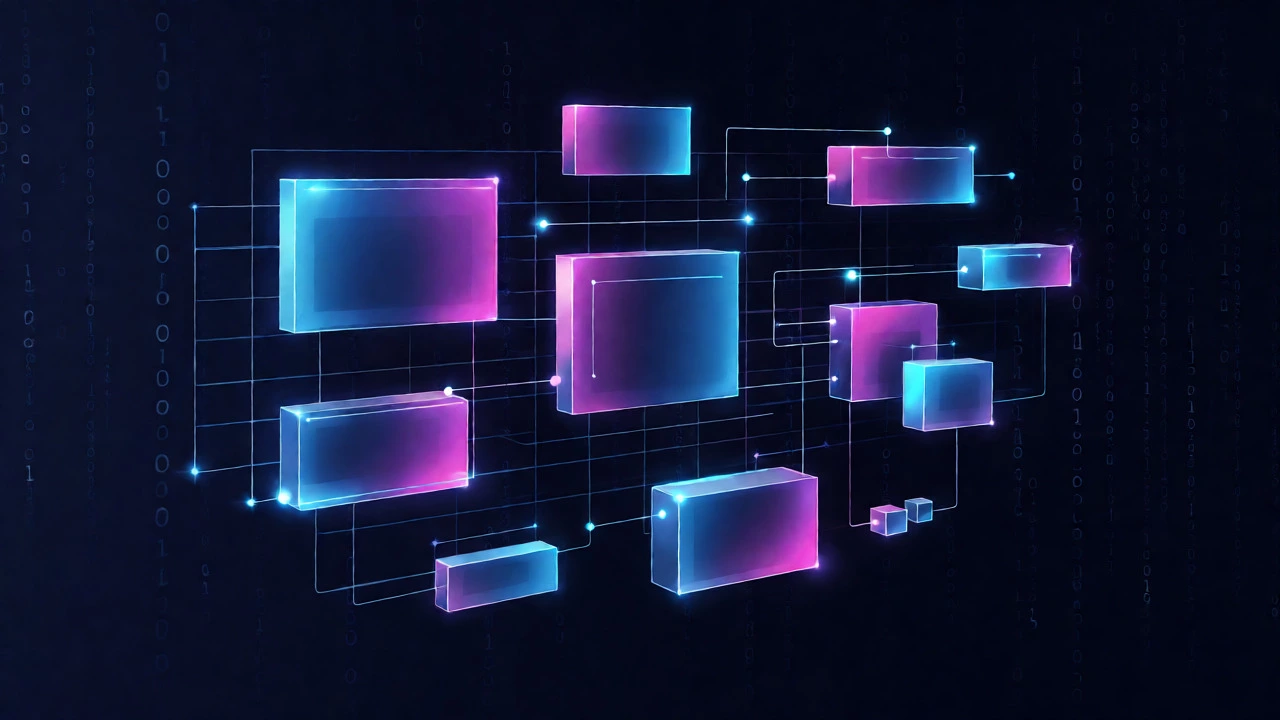 3D visualization of HTML box model and CSS layout structures.