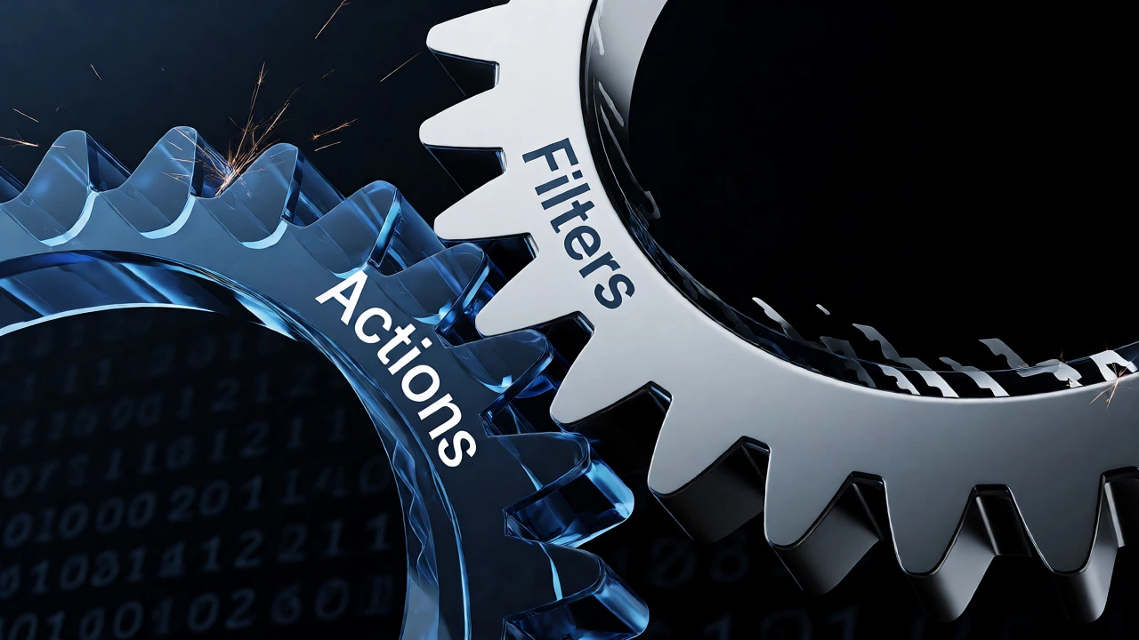 Abstract gears representing WordPress actions and filters