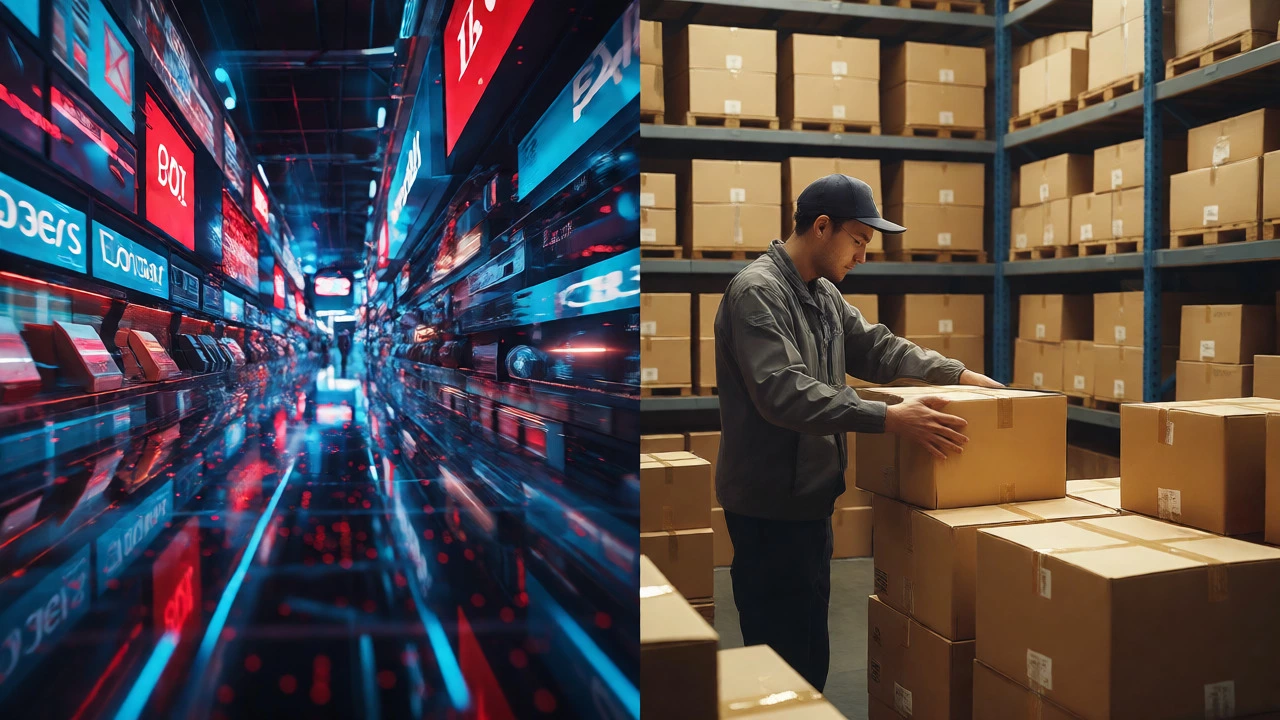 Visual comparison of chaotic dropshipping ads versus stable private label branding